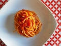 Typical Italian recipe. Speghetti with tomato Royalty Free Stock Photo
