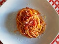 Typical Italian recipe. Speghetti with tomato Royalty Free Stock Photo