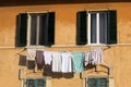 Typical italian windows and building facade