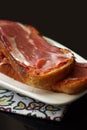 Typical Jamon Serrano ham tapa from Spain Royalty Free Stock Photo