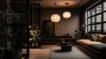 Typical Japanese house with minimalist serenity. Interior design.