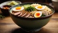 Typical Japanese ramen in a big bowl