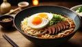 Typical Japanese ramen in a big bowl