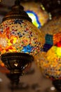 Typical lamps of Turkey. Colorful antique lamps. Lamps of Ramadan