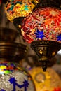 Typical lamps of Turkey. Colorful antique lamps. Lamps of Ramadan