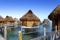 Typical landscape of tropical islands - huts, wooden houses over water