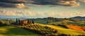 typical landscape of Tuscany with a lot of green hills and trees