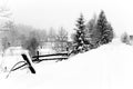 Typical landscape of the Ukrainian Carpathians with private estates in winter Royalty Free Stock Photo