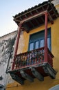 Typical Latin-American Colonial Balcony in Cartagena Colombia