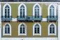 Typical lisbon architecture. tile azulejos facade with windows