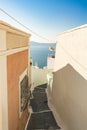 Typical little street in santorini in greece in cyclades