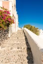 Typical little street in santorini in greece in cyclades