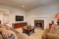 Typical living room in american home with carpet, and velvet sof Royalty Free Stock Photo