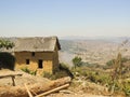 Typical malagasy village - african hut Royalty Free Stock Photo