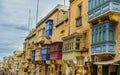 Typical maltese colorful balconies and windows in old town of Valetta Royalty Free Stock Photo