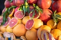 A typical market stall selling oranges to tourists in Marrakech. Royalty Free Stock Photo