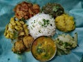 Typical Mauritian seven curries with to puri / 7 carri