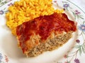 Typical Meatloaf Dinner With Macaroni and Cheese