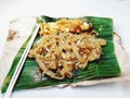 A typical Medan breakfast, called Mie Balap, is made of noodles cooked with special spices served with an omelette. Royalty Free Stock Photo