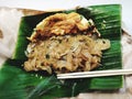 A typical Medan breakfast, called Mie Balap, is made of noodles cooked with special spices served with an omelette. Royalty Free Stock Photo