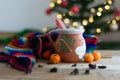 Typical Mexican Christmas punch on wooden table Royalty Free Stock Photo