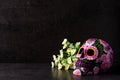 Typical Mexican skull with flowers painted on black background. Dia de los muertos.