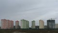 Typical modern high-rise buildings in residential complex on outskirts of Brovary, Ukraine.