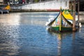 Typical Moliceiro,gondolas, in Vouga river. Aveiro, Portugal