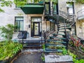 Typical Montreal neighborhood street with staircases Royalty Free Stock Photo