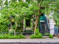 Typical Montreal neighborhood street with staircases Royalty Free Stock Photo