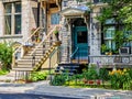 Typical Montreal neighborhood street with staircases Royalty Free Stock Photo