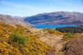 Typical mountain landscape in spring near Durnes, Northern Highlands, Scotland, UK