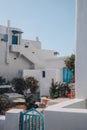 Typical Mykonian white house with blue details in Mykonos, Greece Royalty Free Stock Photo