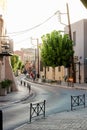Typical narrow Greek streets in small country