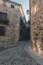 Typical narrow street of the old town of Caceres Royalty Free Stock Photo