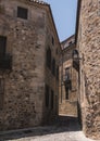 Typical narrow street of the old town of Caceres Royalty Free Stock Photo