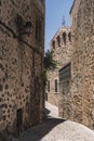 Typical narrow street of the old town of Caceres Royalty Free Stock Photo