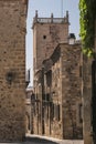 Typical narrow street of the old town of Caceres Royalty Free Stock Photo