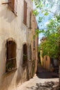 Typical narrow streets of Hyeres on sunny autumn day, France