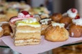 Typical Neapolitan pastry, with yellow cream and strawberry Royalty Free Stock Photo