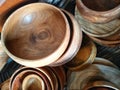 Typical nice wooden souvenirs artisan wooden bowl Royalty Free Stock Photo