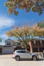 Typical North America house with car parked on the street and co Royalty Free Stock Photo