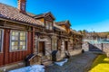 Typical norwegian architecture in the urban section of the Trondelag folk museum in Trondheim, Norway Royalty Free Stock Photo