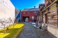 Typical norwegian architecture in the urban section of the Trondelag folk museum in Trondheim, Norway