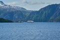 typical norwegian car ferry crossing a beautiful fjord Royalty Free Stock Photo