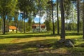 Typical Norwegian house in a forest. Royalty Free Stock Photo
