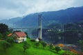 Typical Norwegian view of the bridge across the fjord.