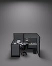Typical office cubicle on gray background Royalty Free Stock Photo