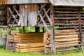 Typical old barn (double hayracks) in Slovenia