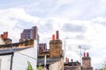 Typical old English buildings, low brick buildings across a narrow street, interesting old London architecture Royalty Free Stock Photo